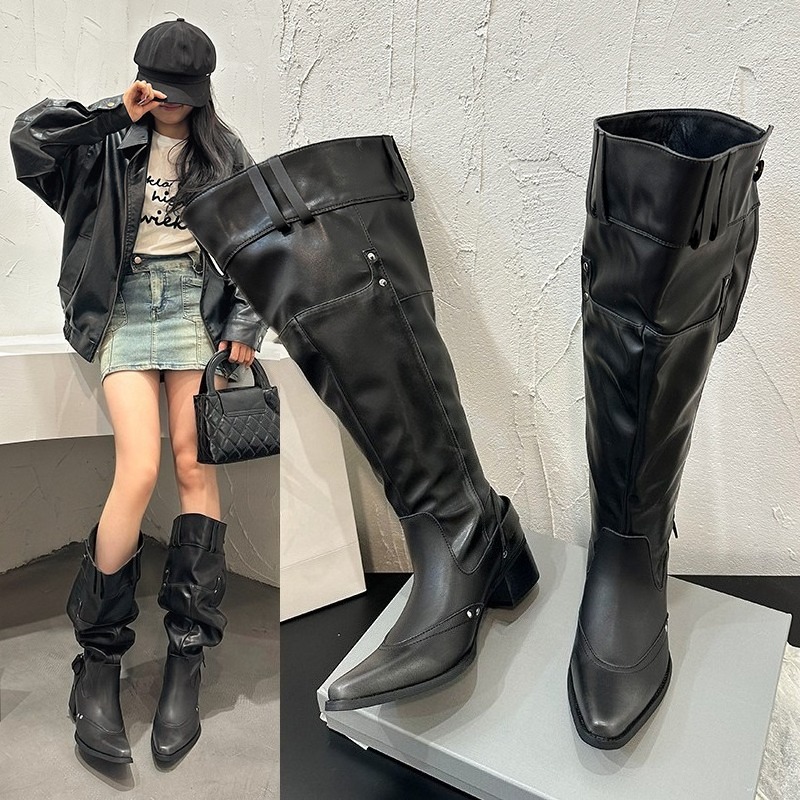 Block Heel Ankle Boots - Wrapped Single Boots for Women Spring