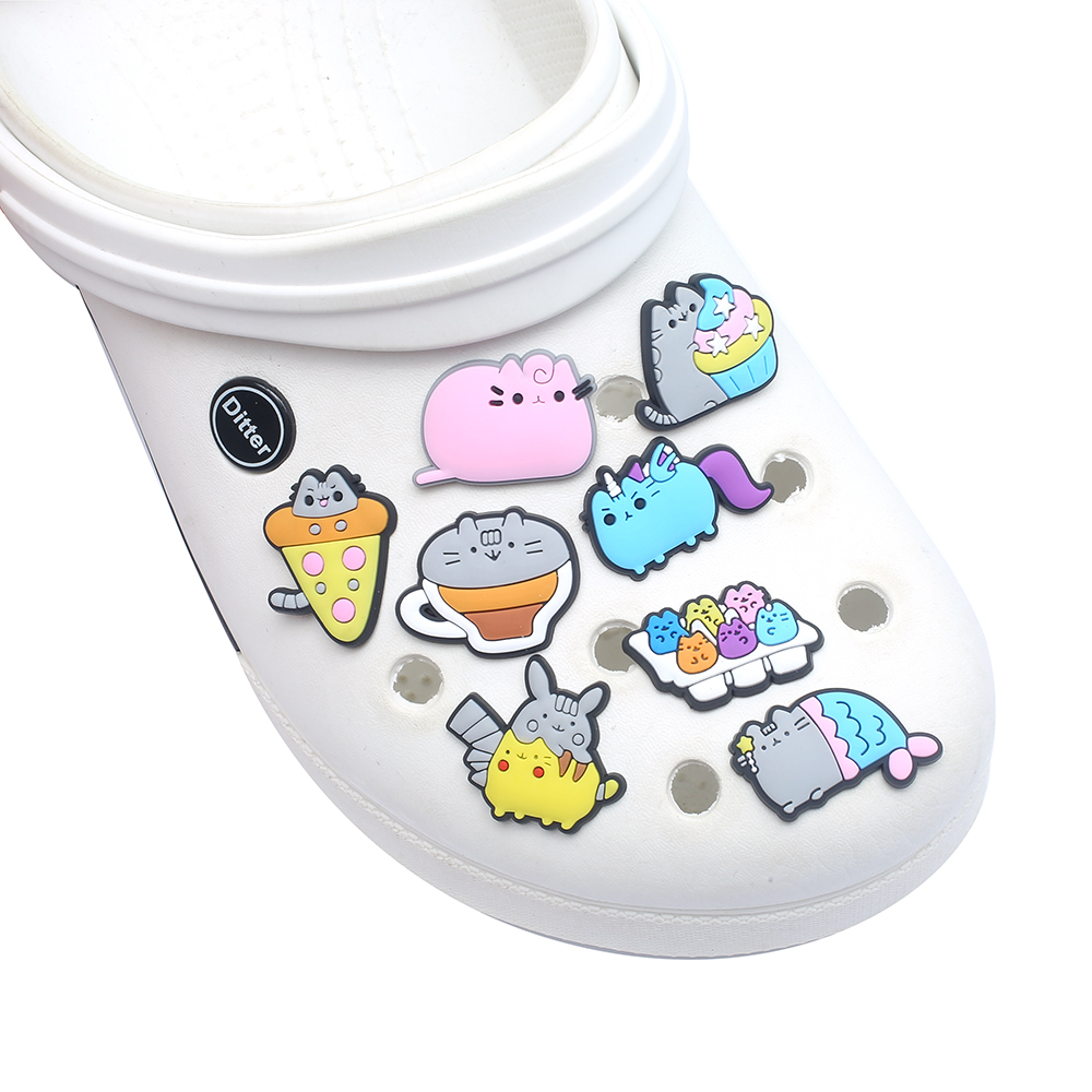 16Pcs Cartoon Cat Shoe Charms  - Croc Style Clog 评论和价格