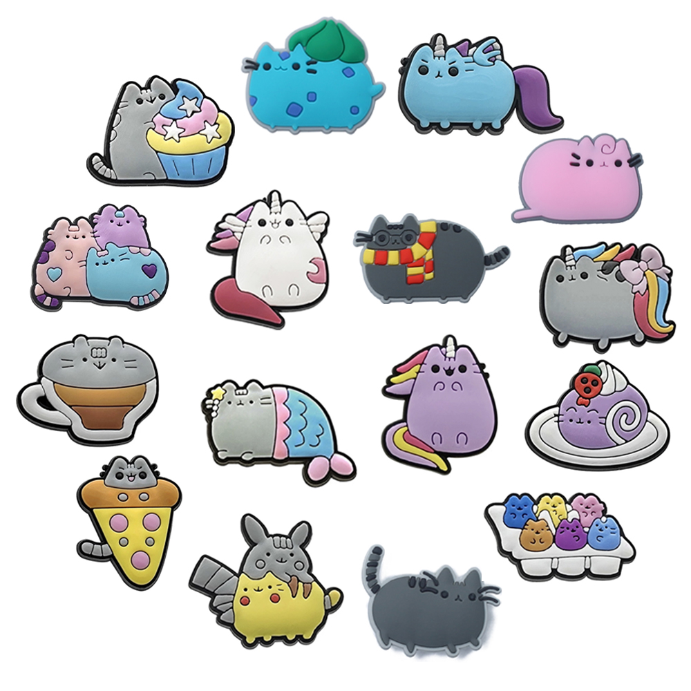 16Pcs Cartoon Cat Shoe Charms  - Croc Style Clog 评论和价格