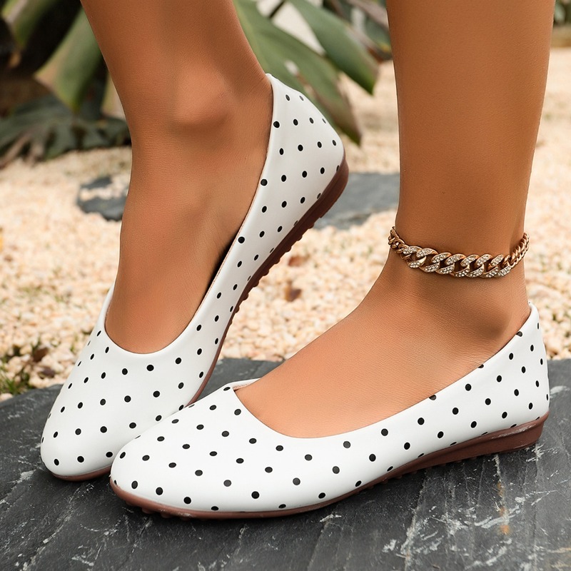 Ladies White Polka Dot Flats R - Women Shoes Wedges 评论和价格