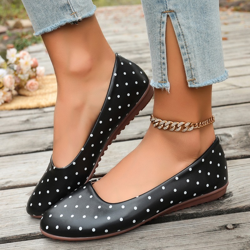 Ladies White Polka Dot Flats R - Women Shoes Wedges 评论和价格