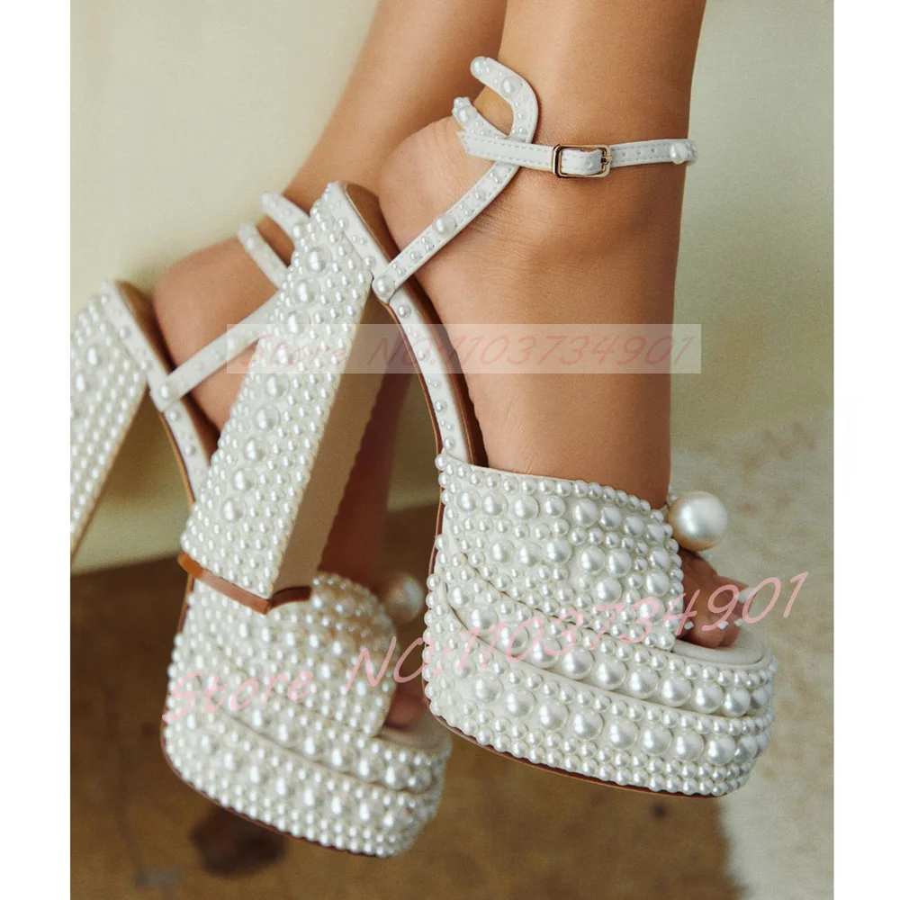 Women's White Pearl Platform S - Block Heel Ankle Boots 评论和价格