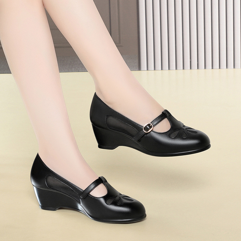 Middle Aged Women Summer Mesh  - Women Shoes Wedges 评论和价格