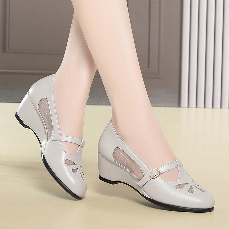 Middle Aged Women Summer Mesh  - Women Shoes Wedges 评论和价格