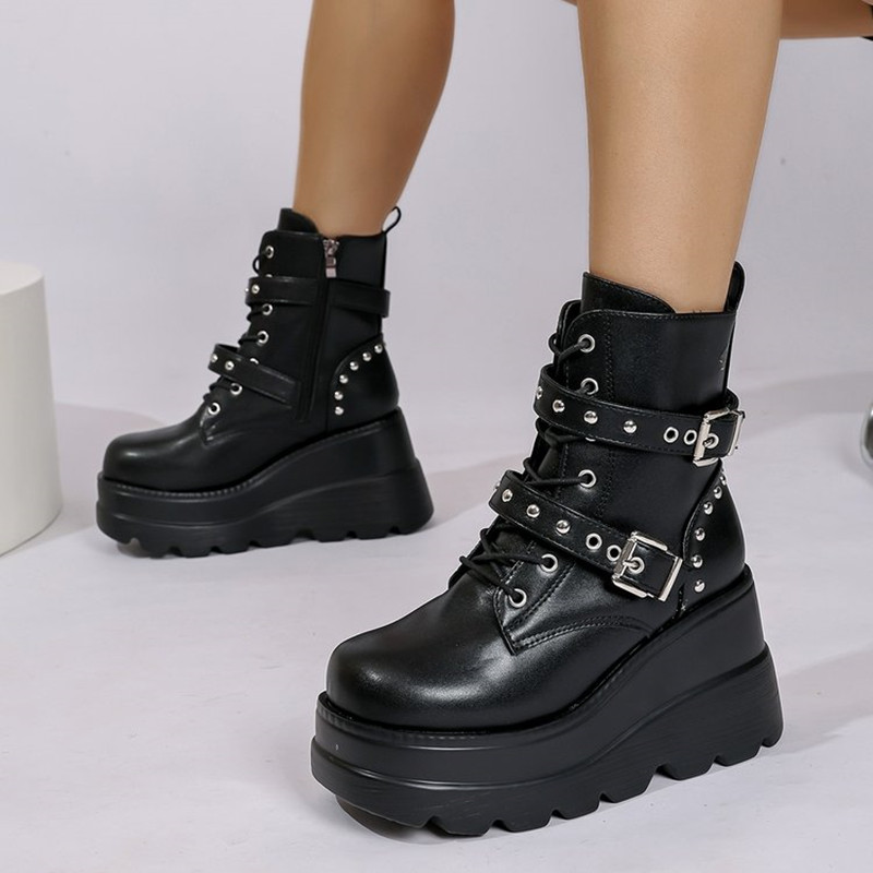 Women Leather Ankle Booties Wo - Block Heel Ankle Boots 评论和价格