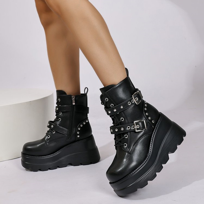 Women Leather Ankle Booties Wo - Block Heel Ankle Boots 评论和价格