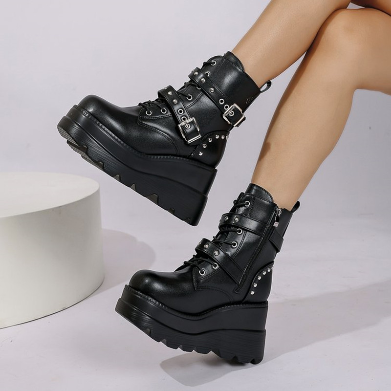 Women Leather Ankle Booties Wo - Block Heel Ankle Boots 评论和价格