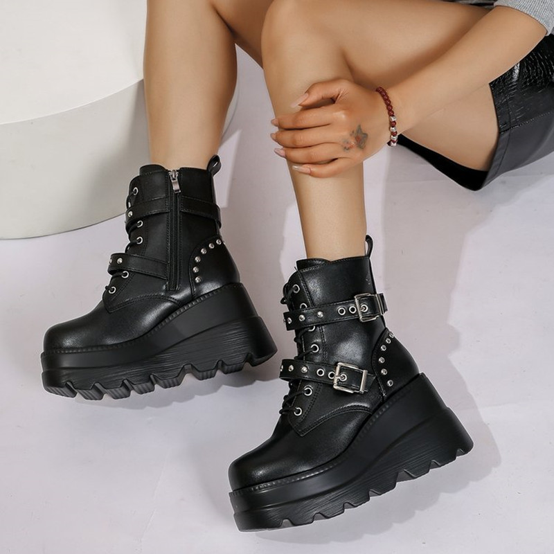 Women Leather Ankle Booties Wo - Block Heel Ankle Boots 评论和价格