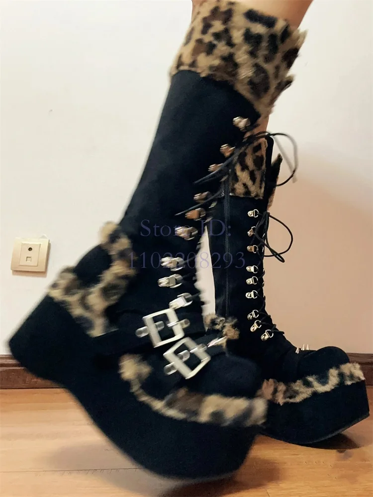 Leopard Fur Knee-high Boots So - Women Shoes Size Chart 评论和价格