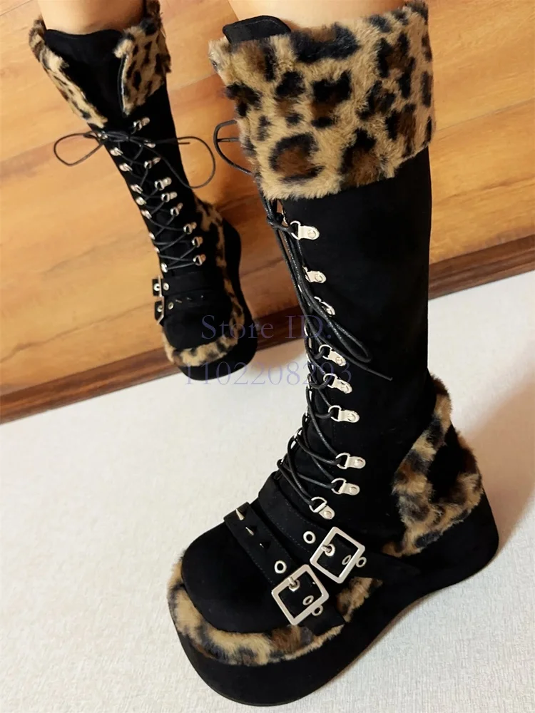Leopard Fur Knee-high Boots So - Women Shoes Size Chart 评论和价格