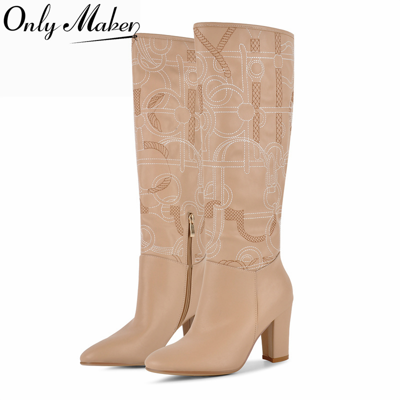 Onlymaker Apricot Embroidery K - Block Heel Ankle Boots 评论和价格
