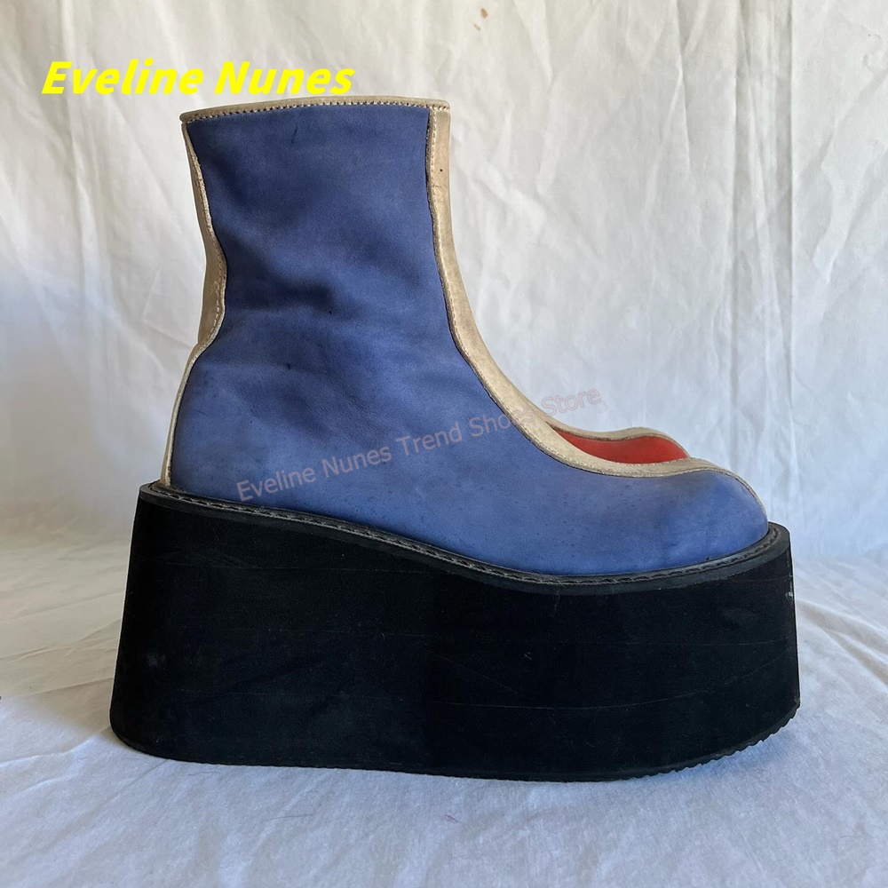 Y2K Red Blue Platform Ankle Bo - Block Heel Ankle Boots 评论和价格