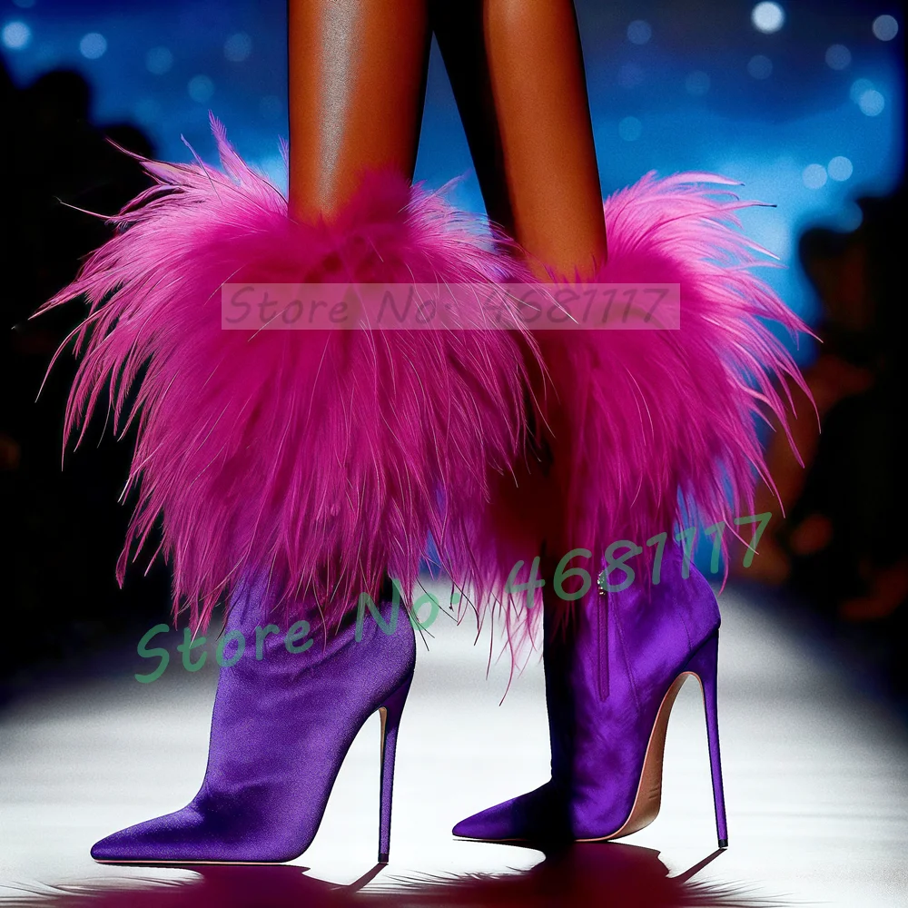 Fluffy Fur Velvet Stretch Mid  - Women'S Shoes Big Feet 评论和价格