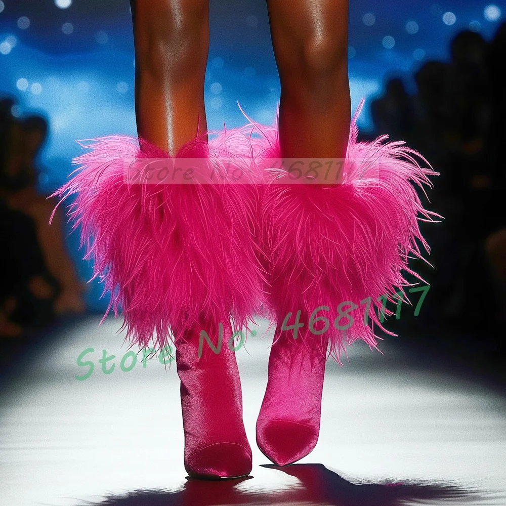 Fluffy Fur Velvet Stretch Mid  - Women'S Shoes Big Feet 评论和价格