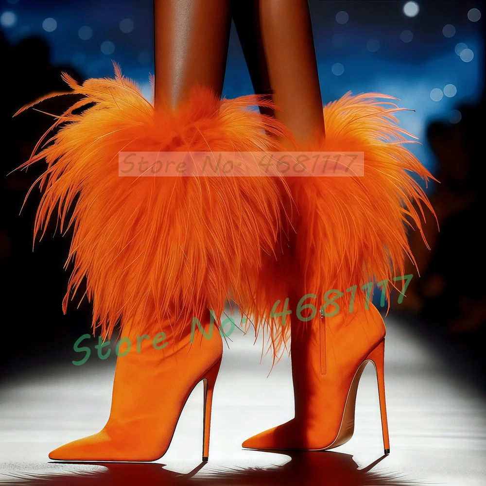 Fluffy Fur Velvet Stretch Mid  - Women'S Shoes Big Feet 评论和价格