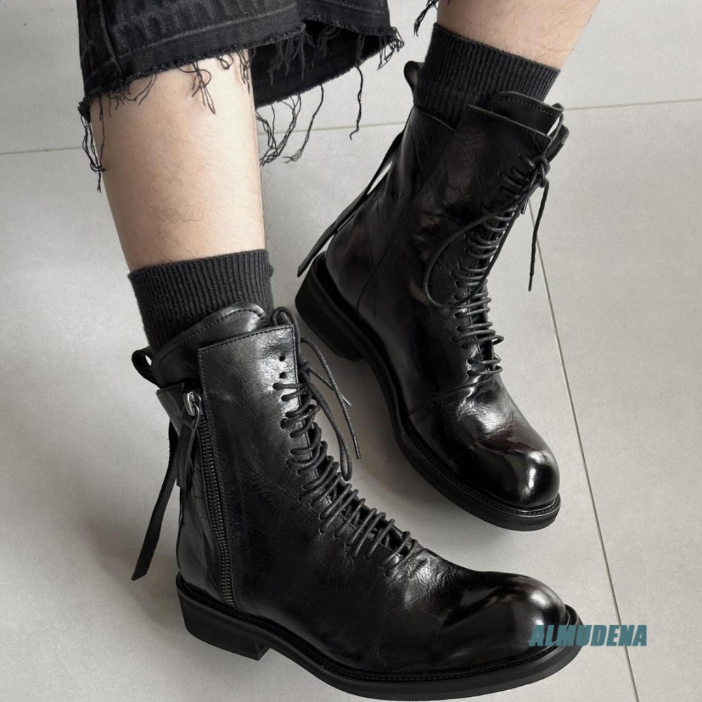 Solid Black Street Style Men H - Block Heel Ankle Boots 评论和价格