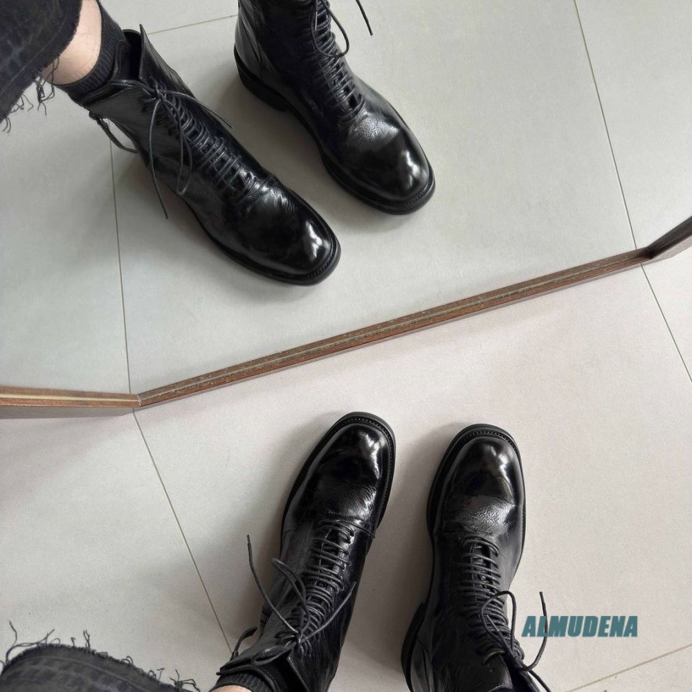 Solid Black Street Style Men H - Block Heel Ankle Boots 评论和价格