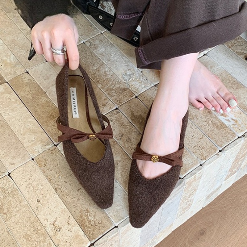 Bowknot Pointed Toe Low Heel W - Women Shoes Wedges 评论和价格