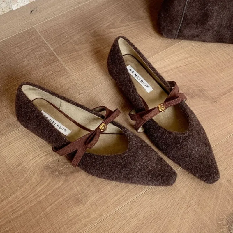 Bowknot Pointed Toe Low Heel W - Women Shoes Wedges 评论和价格