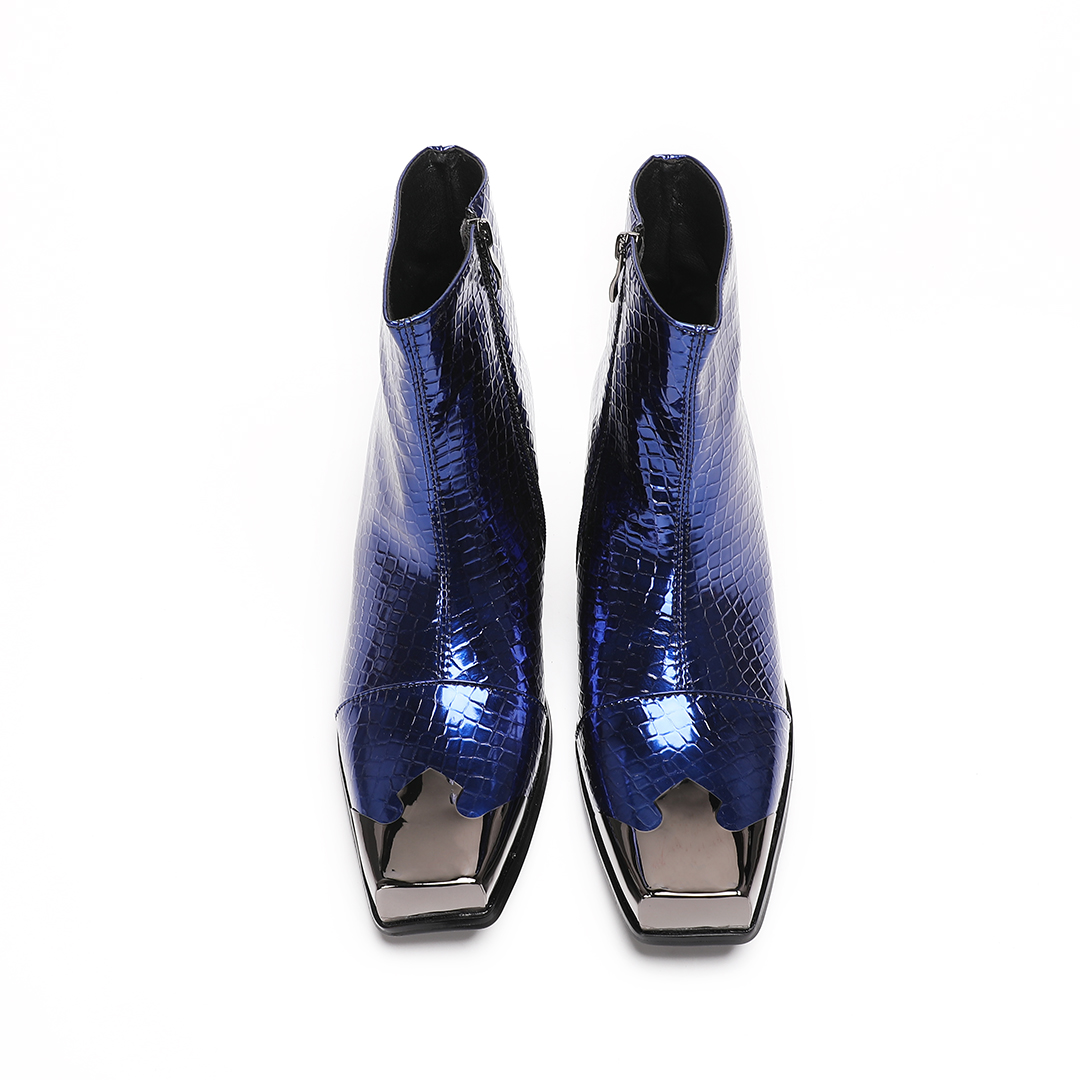 Men Square Toe Genuine Leather - Block Heel Ankle Boots 评论和价格