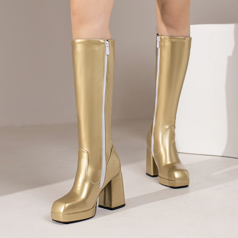 Green Winter Women Platform Kn - Block Heel Ankle Boots 评论和价格