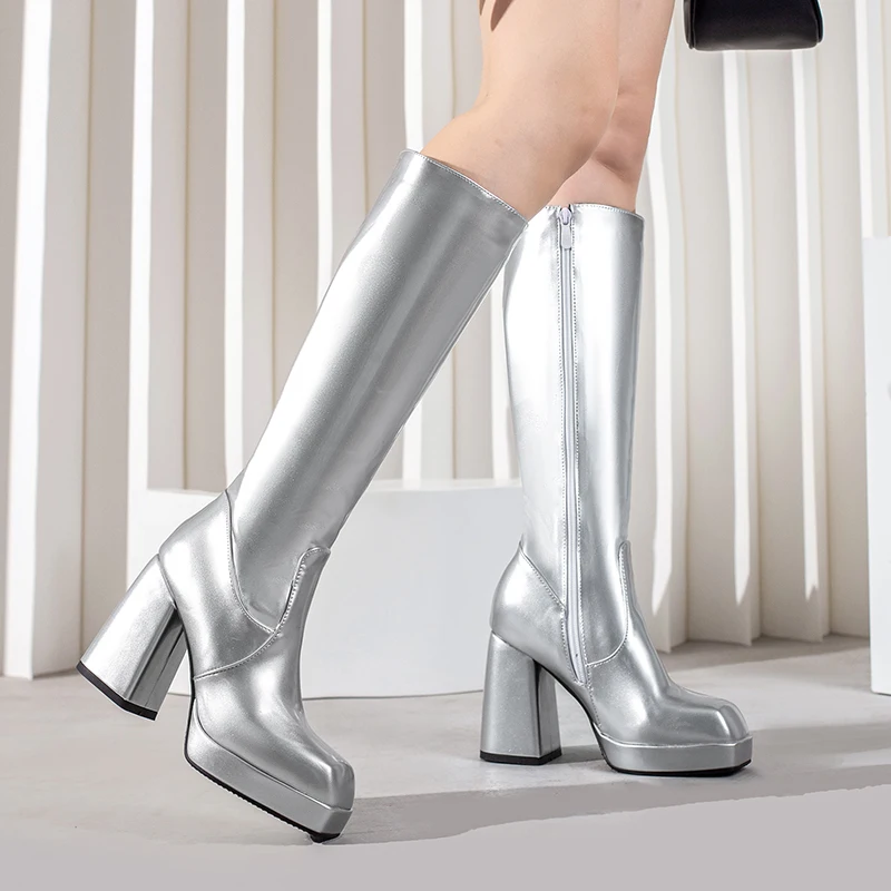 Green Winter Women Platform Kn - Block Heel Ankle Boots 评论和价格