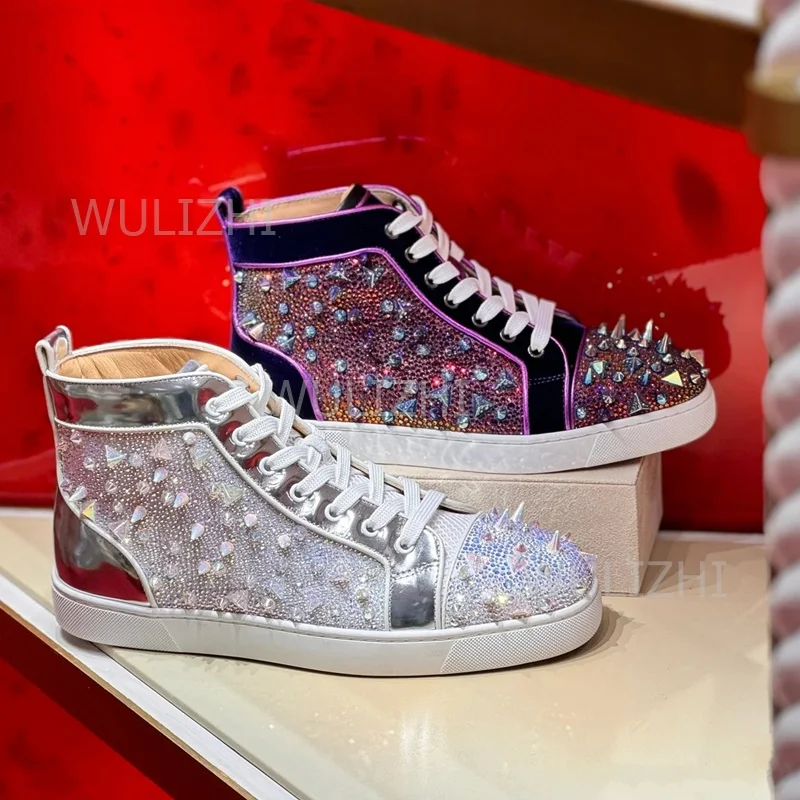 Dark Purple Crystal Rivet Men  - Women'S Shoes Red Bottoms 评论和价格