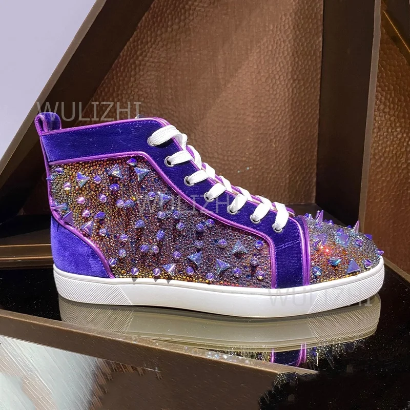 Dark Purple Crystal Rivet Men  - Women'S Shoes Red Bottoms 评论和价格