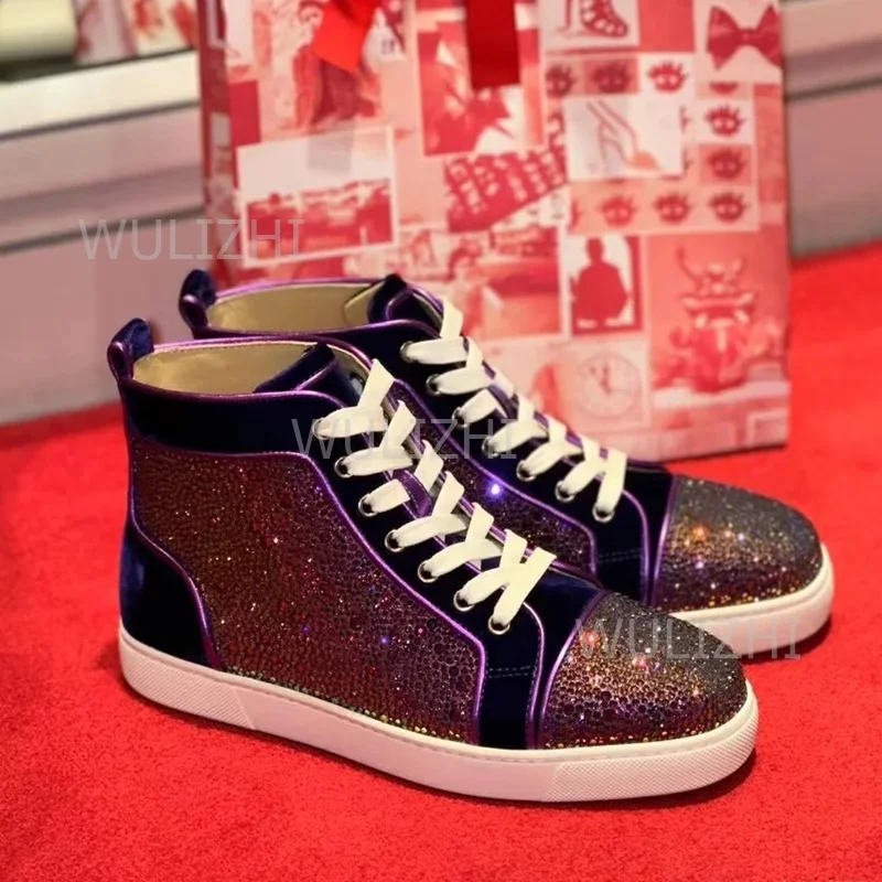 Dark Purple Crystal Rivet Men  - Women'S Shoes Red Bottoms 评论和价格