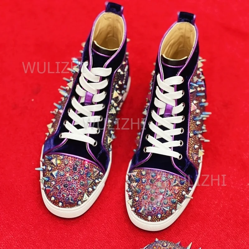 Dark Purple Crystal Rivet Men  - Women'S Shoes Red Bottoms 评论和价格