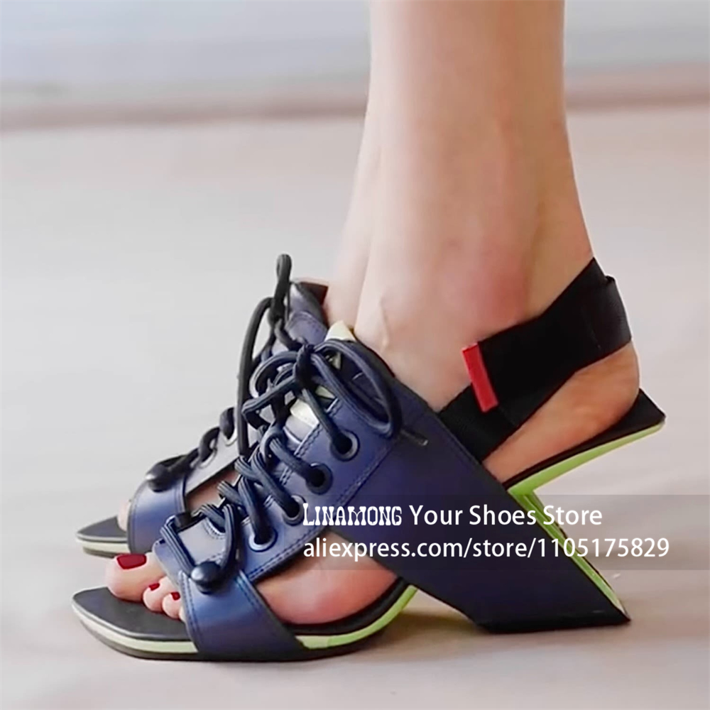 Geometric Block Asymmetrical H - Block Heel Ankle Boots 评论和价格