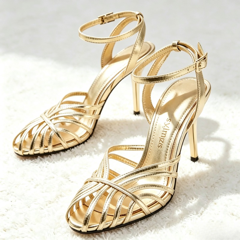 Sexy Gold Hollow Narrow Band H - Women Shoes Formal 评论和价格